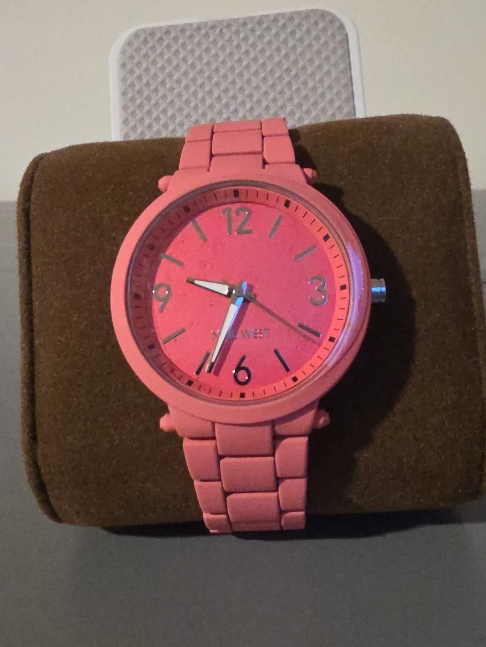 NINE WEST NWT Pink Metal Alloy Bracelet Oversized Women's Watch